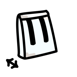 Paket Icon mit Pfeil der die Bodenfalte indiziert