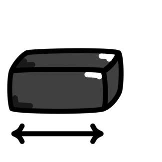 Paket Icon mit Pfeil der die Länge indiziert